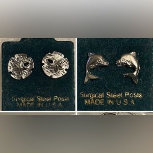 Silver sand dollar and dolphin  earrings NWT